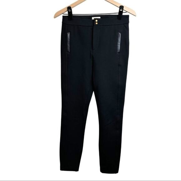 Anthropologie The Essential Slim Pant Black Leather Trim Pocket - Picture 8 of 13